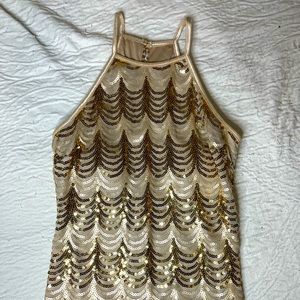 Gold night occasion dress